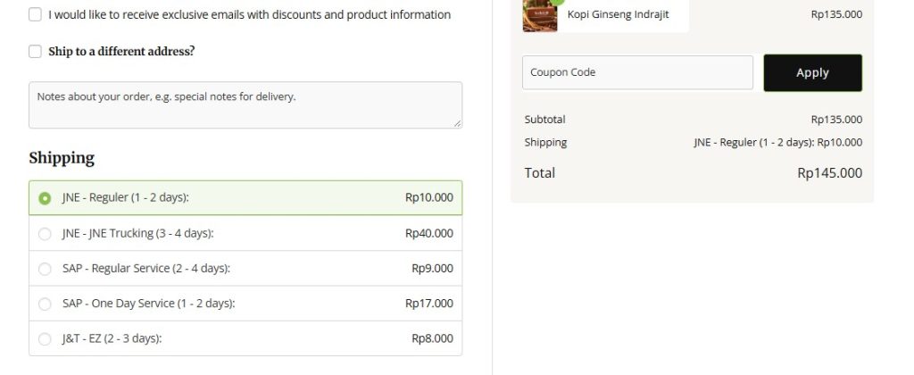cara pesan dan pilih ekspedisi pengiriman di indrajit